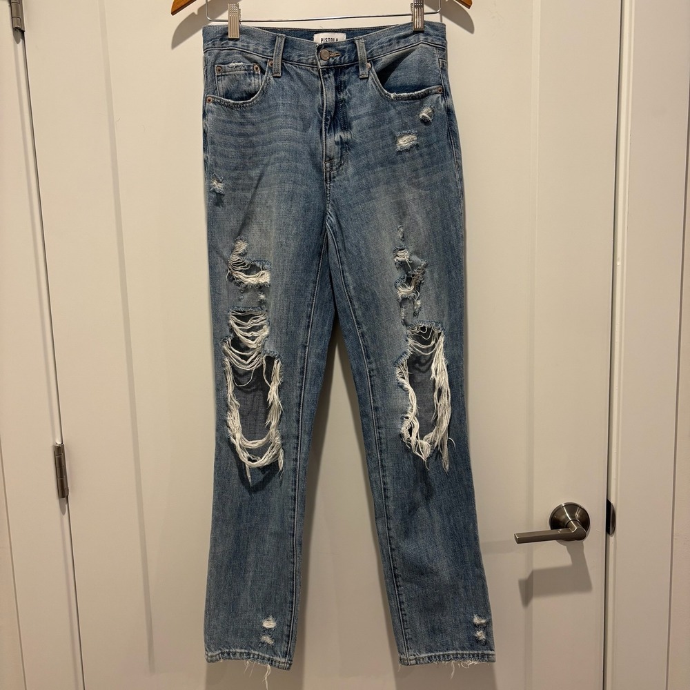Pistola Keaton High Rise Relaxed Straight Distressed Jeans 26 Blue‎ P6626KEE-ROB
